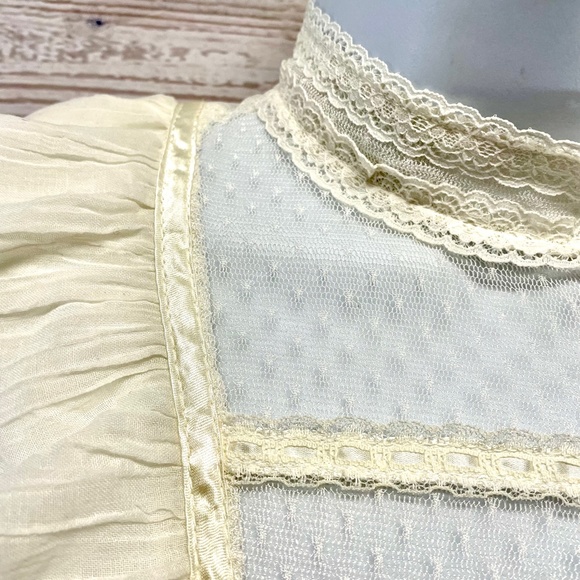 Vintage Prairie Gauzy Lace Midi Dress/ Gunnie Sax - Picture 3 of 7